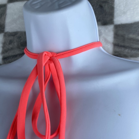 Arizona Jean Co. neon Porange Pink and White Zigzag Pattern Swim Top (no bottom) - Picture 5 of 5